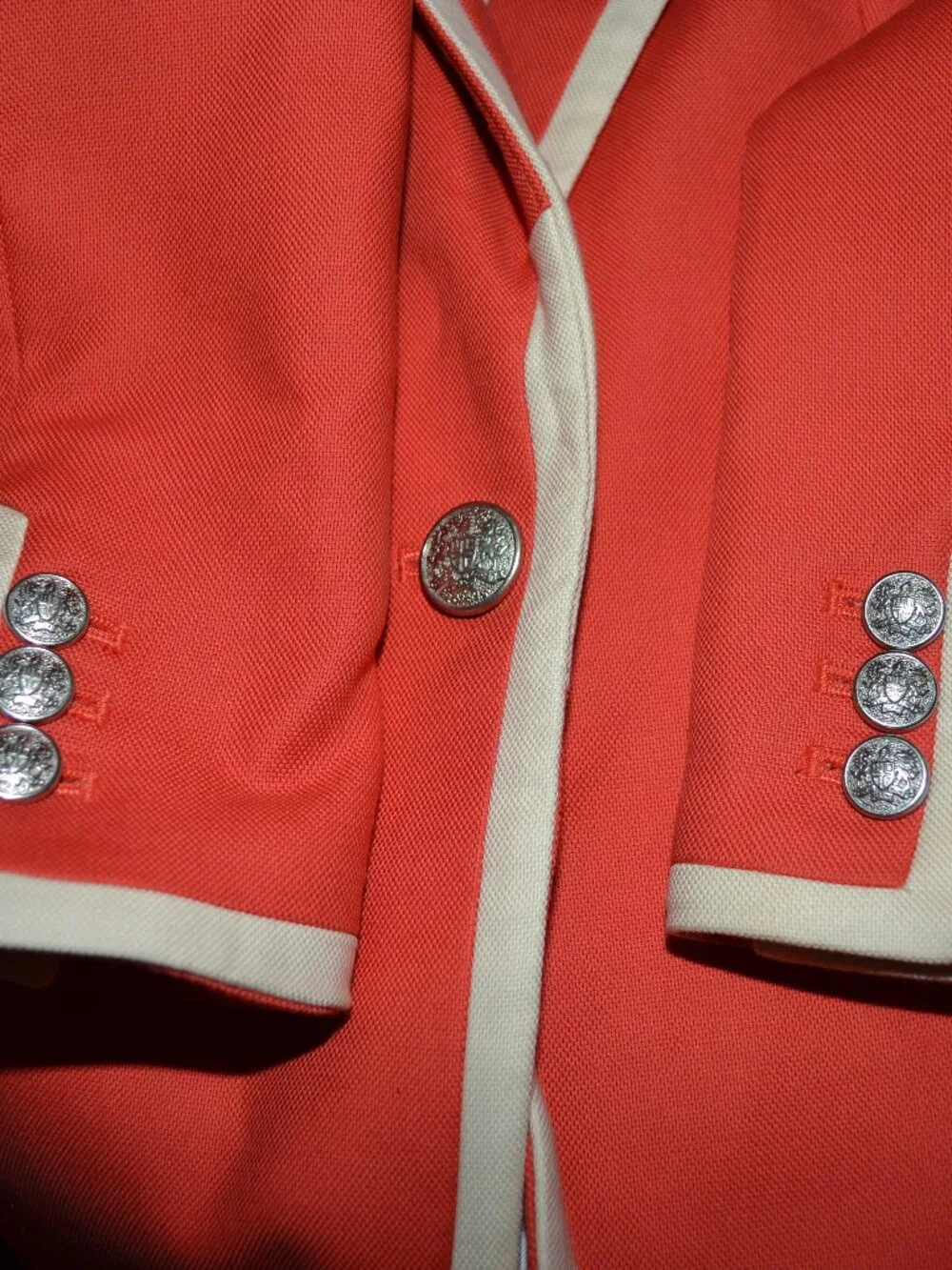 Banana Republic New Tailored Coral Blazer with White Piping Trim $150 size 6